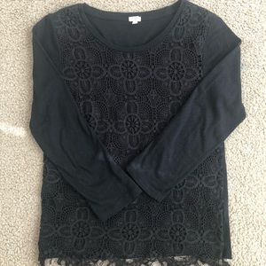J.crew embroidery top tee size small, black